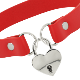 COQUETTE CHIC DESIRE COLLAR CUERO VEGANO ROJO ACCESORIO CORAZÓN CON LLAVE COQUETTE ACCESSORIES
