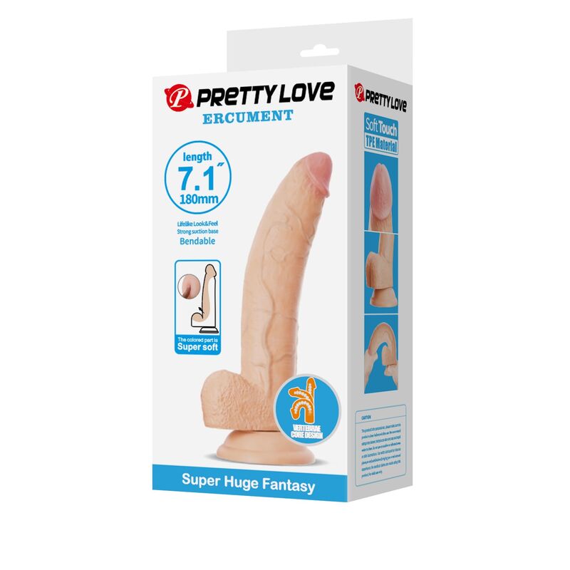 PRETTY LOVE - ELLCUMENT REALISTIC FLEXIBLE DILDO 18 CM Ø 4.5 CM TPE NATURAL DILDOS